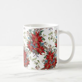 Festive Rich Red Poinsettia flower Mug