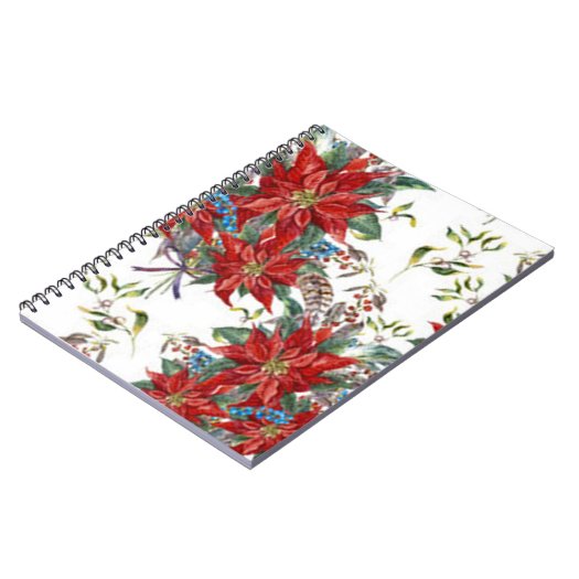 Festive Rich Red Poinsettia flower Note Book