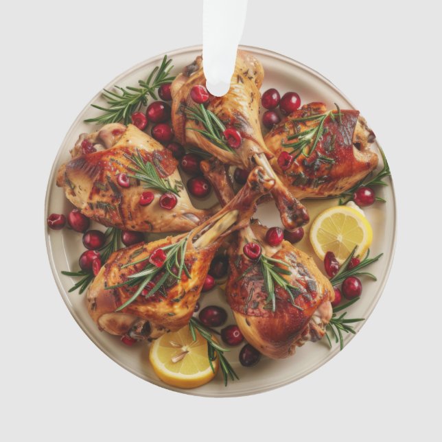 Festive Roast Turkey Legs Holiday Ornament (Front)