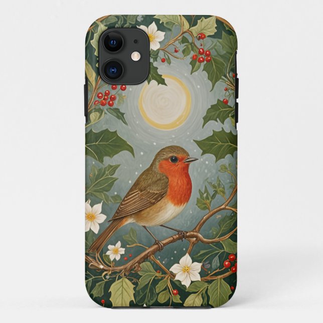 Festive Robin and Holly Case-Mate iPhone Case (Back)