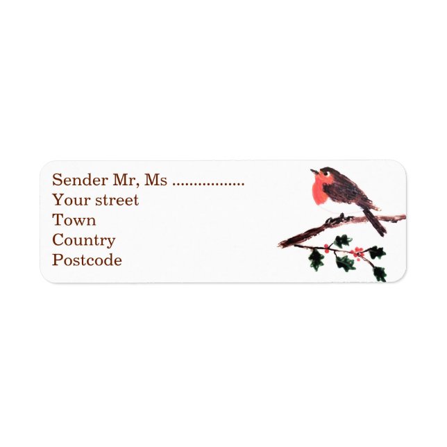 Festive Robin and Holly Label (Front)