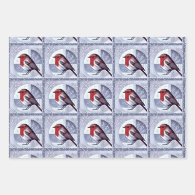 Festive Robin Christmas Design multipack Wrapping Paper Sheets