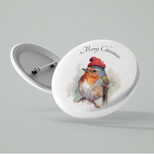 Festive Robin Woodland Jacket Flair Button