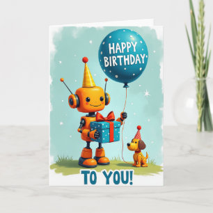 Festive Robot Birthday Card