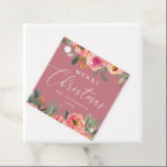 Festive Romantic Dusty Pink Rose Floral Christmas Favor Tags<br><div class="desc">Celebrate the season with these elegant Merry Christmas favor tags, featuring a dusty pink rose background and delicate watercolor floral blooms with festive greenery and pine branches. A perfect blend of soft winter romance and holiday charm, these tags add a sophisticated touch to gift bags, party favors, or handmade treats....</div>