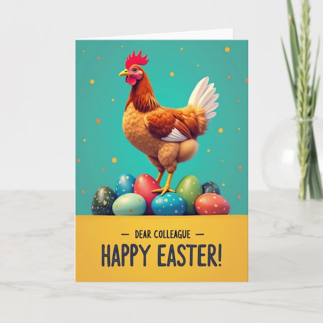 Festive Rooster Eggs Spring Card (Front)