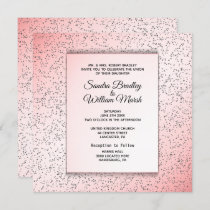 Festive Rose Glitter Look Wedding Invitation