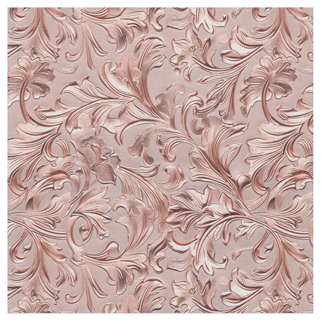 Festive rose gold tooled leather fabric (Close Up)