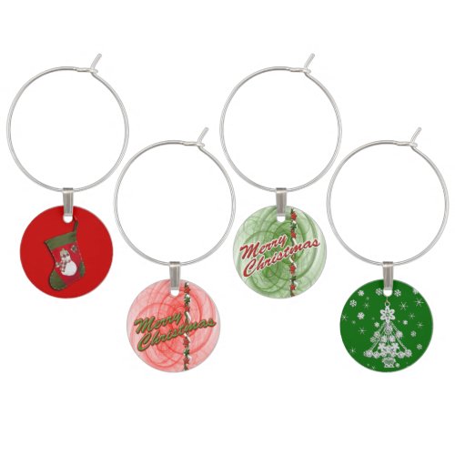 Festive Round Christmas Wine Charms