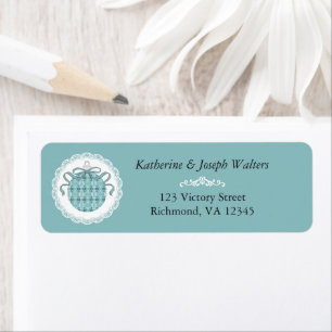 Festive Royal Botanical Robin's Egg Blue Address Label