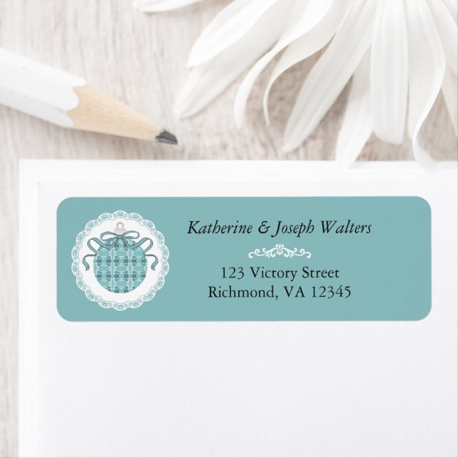 Festive Royal Botanical Robin's Egg Blue Address Label (Insitu)