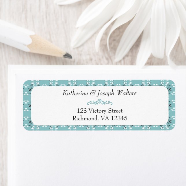 Festive Royal Botanical Robin's Egg Blue Address Label (Insitu)