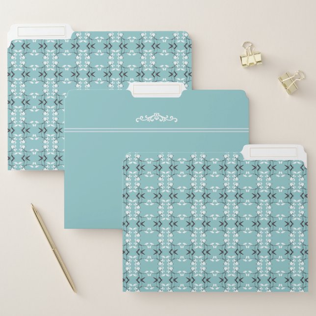 Festive Royal Botanical Robin's Egg Blue File Folder (Set)