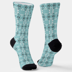 Festive Royal Botanical Robin's Egg Blue Monogram Socks