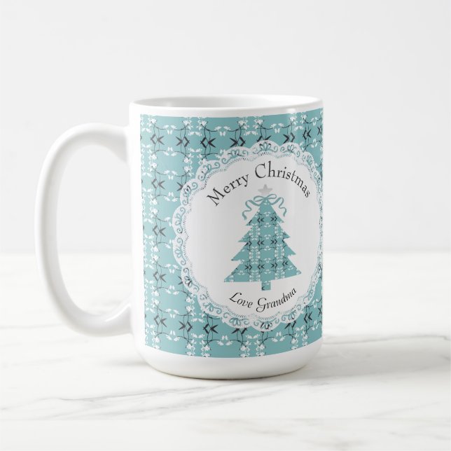 Festive Royal Botanical Robin's Egg Blue Tree  Coffee Mug (Left)