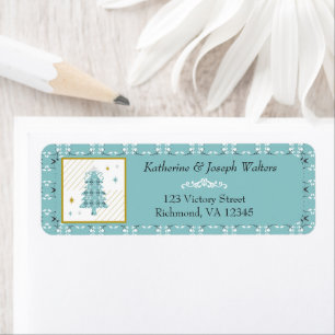 Festive Royal Botanical Robin's Egg Blue Tree Label