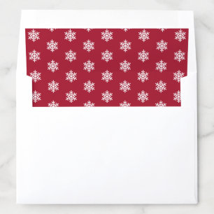 Festive Ruby Red and White Snowflake Pattern Envelope Liner