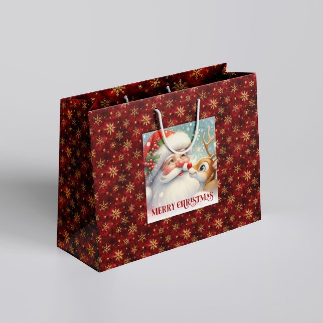 Festive Rudolph and Santa Cartoon Christmas Giftin Large Gift Bag (Festive Rudolph and Santa Cartoon Christmas Gift Bag

)