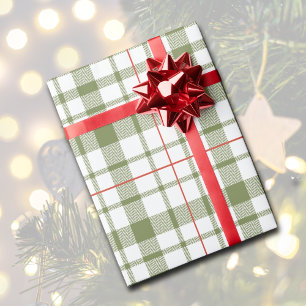 Festive Rustic Green Plaid Wrapping Paper