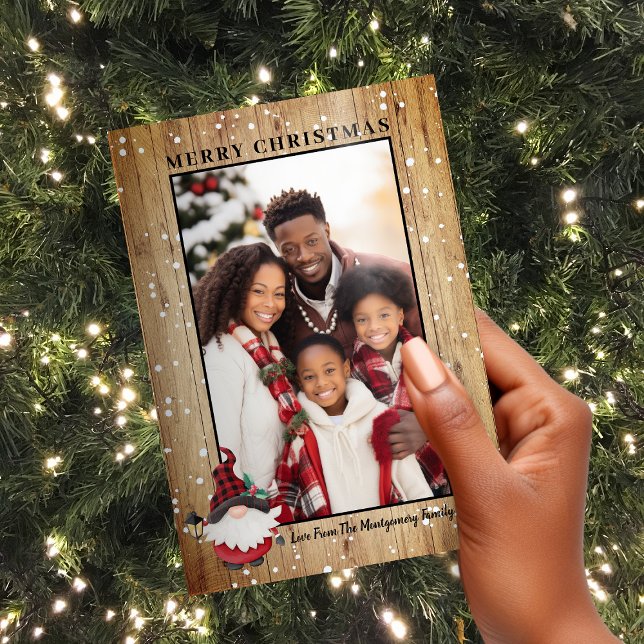 Festive Rustic Lumberjack Gnome Christmas Photo Holiday Card (Festive Rustic Lumberjack Gnome Christmas Photo Holiday Card)
