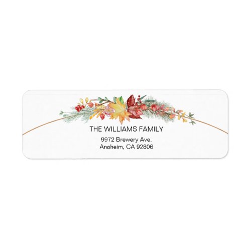 Festive Rustic Watercolor Winter Botanical  Label