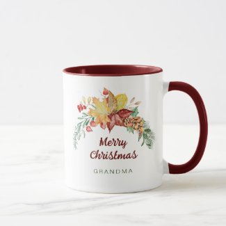 Festive Rustic Watercolor Winter Botanical 