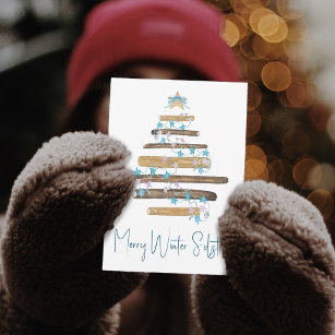 Festive Rustic Wood Yule Tree Winter Solstice Holiday Card