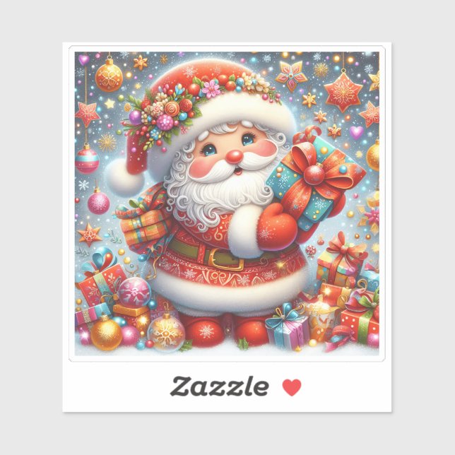 Festive Santa and Joyful Christmas Sticker (Sheet)