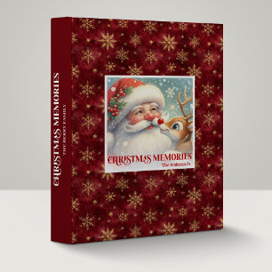 Festive Santa and Rudolph Christmas 3 Ring Binder