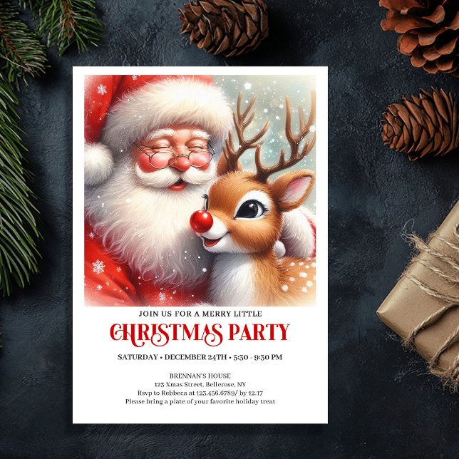 Festive Santa and Rudolph Christmas Invitation (Festive Santa and Rudolph Christmas Invitation)