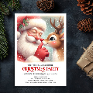 Festive Santa and Rudolph Holiday Party Invite