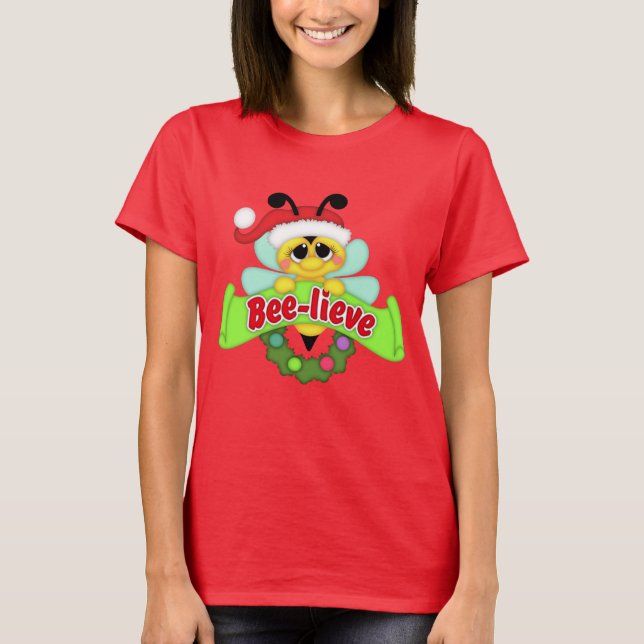 Festive Santa bee Holiday t-shirt (Front)