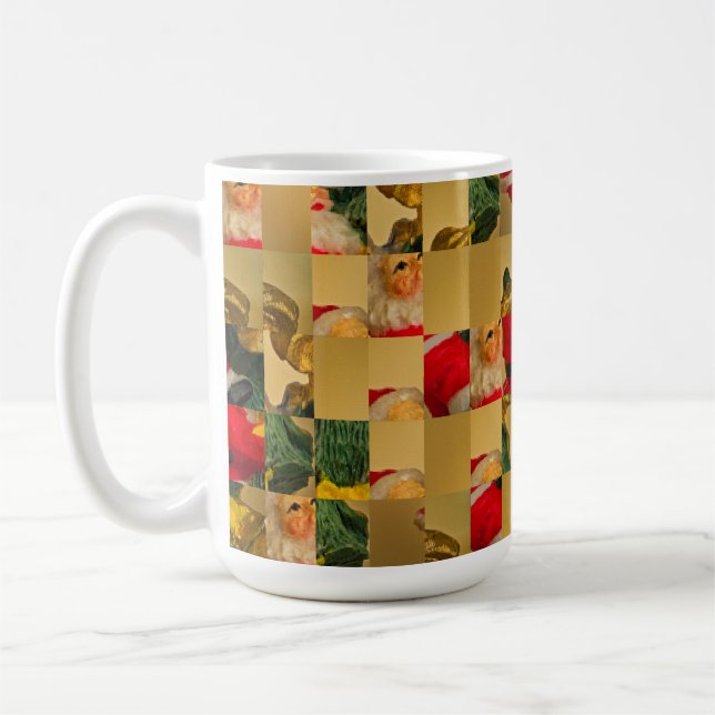 Festive Santa Claus and Christmas Tree Holiday Coffee Mug (Left)