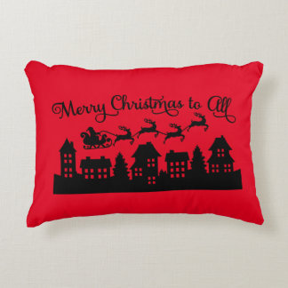 Festive Santa Claus and Reindeer Throw Pillow