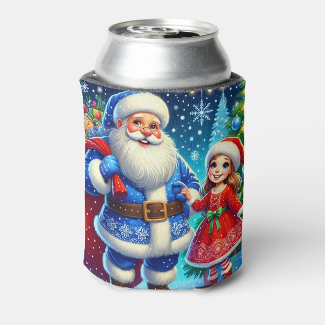 Festive Santa Claus and Snow Maiden Can Cooler (Can Back)