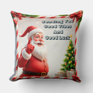Festive Santa Claus and Snowman Throw Pillow