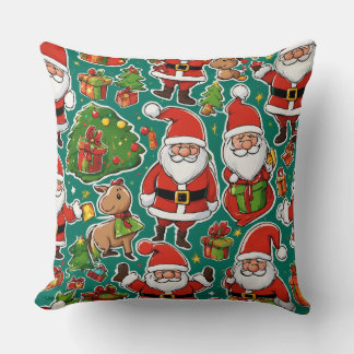 "Festive Santa Claus Christmas Pillow" Throw Pillow