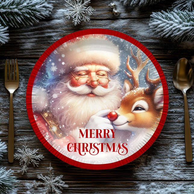 Festive Santa Claus Funny Christmas Kids Paper  Paper Plates (Festive Santa Claus Funny Christmas Kids Paper Plates

)