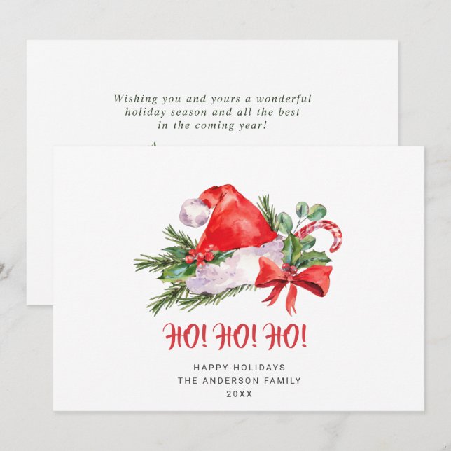 Festive Santa Claus Hat Christmas Greeting Holiday Card (Front/Back)
