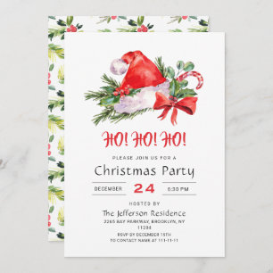 Festive Santa Claus Hat Holiday Christmas Party Invitation