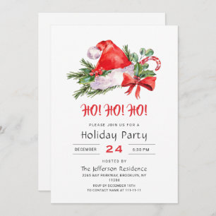 Festive Santa Claus Hat Holiday Christmas Party Invitation