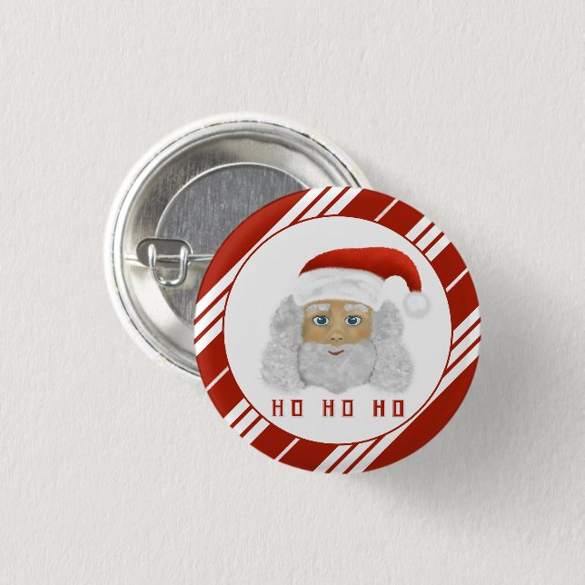 Festive Santa Claus HO HO HO Chrismas Button (Front & Back)