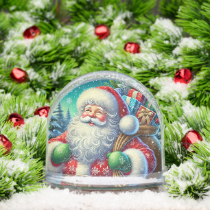 Festive Santa Claus Holding a Gift Sack Snow Globe