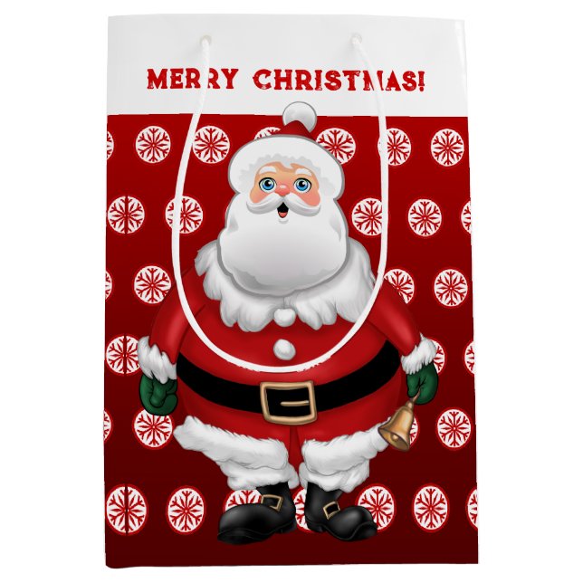Festive Santa Claus Medium Gift Bag (Front)