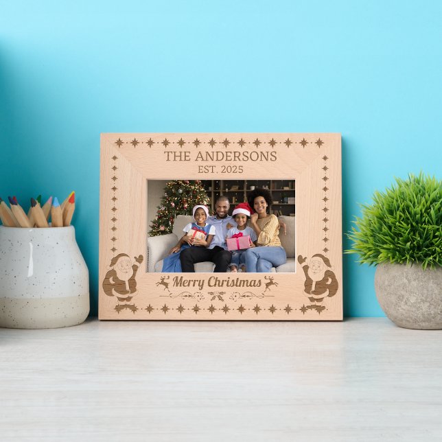 Festive Santa Claus Merry Christmas Family Photo  Engraved Frames (Creator Uploaded)