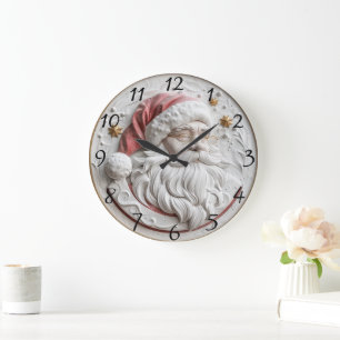 Festive Santa Claus ornament brings holiday cheer Large Clock