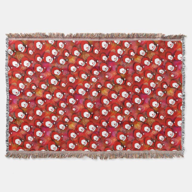 Festive Santa Claus Pattern Throw Blanket (Front)