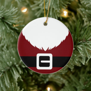 Festive Santa Claus Red Suit Jacket and Belt Ceramic Ornament