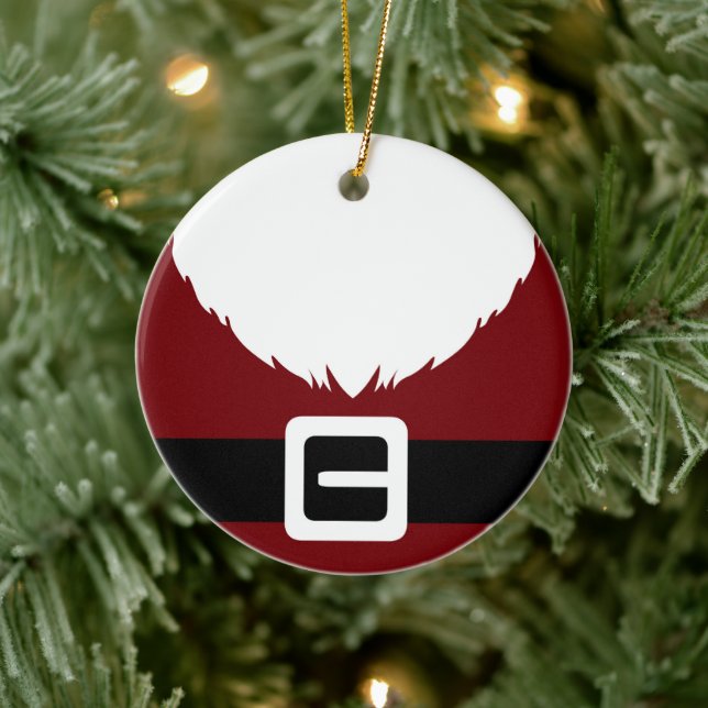 Festive Santa Claus Red Suit Jacket and Belt Ceramic Ornament (Tree)