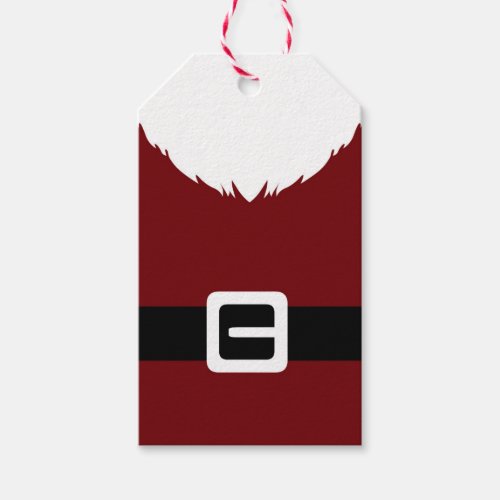 Festive Santa Claus Red Suit Jacket and Belt Gift Tags